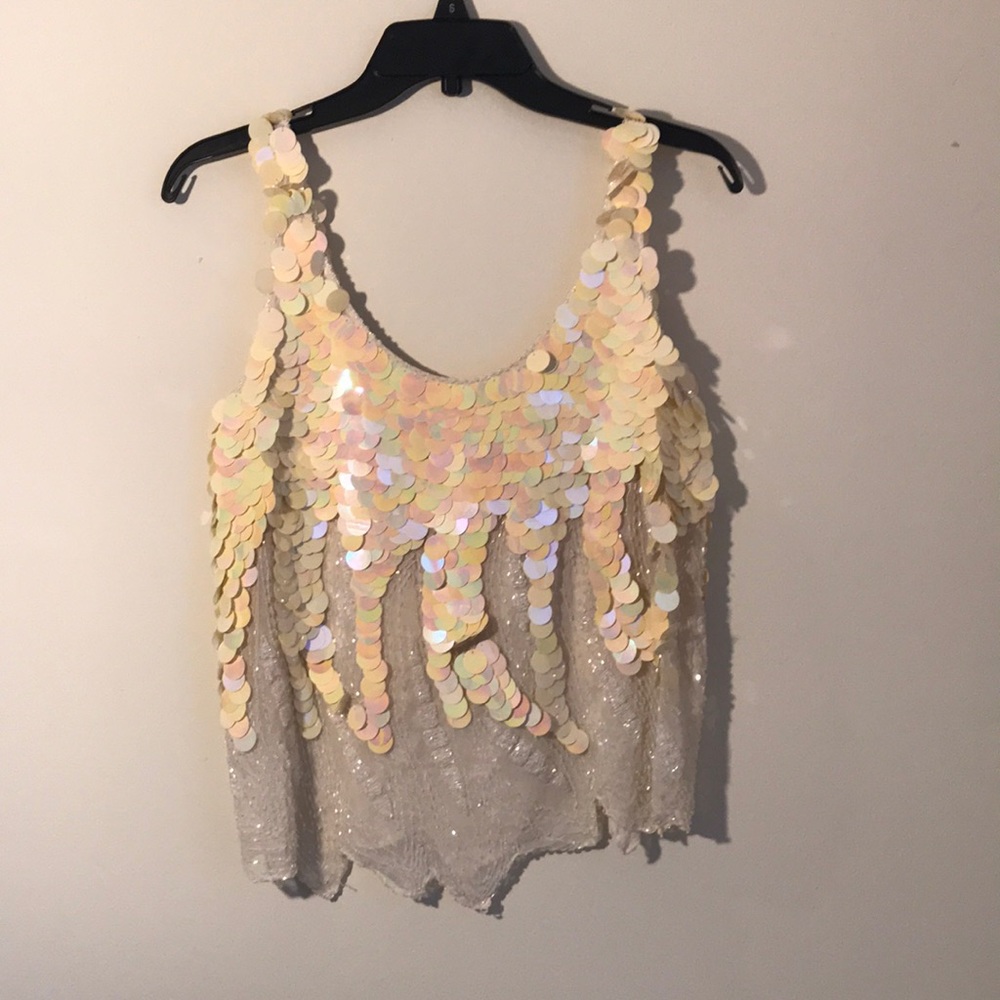 Vintage NEW YORK PARIS ROME sequin top SMALL - Picture 3 of 8